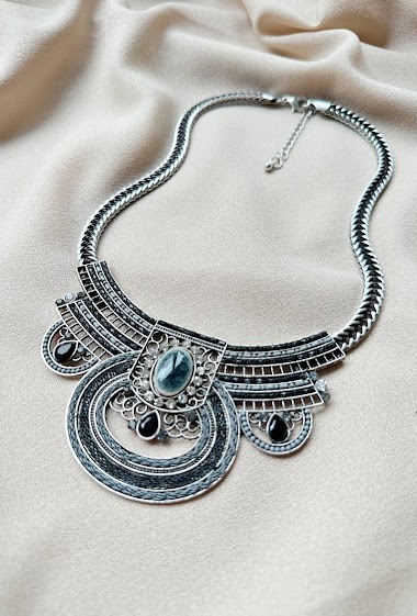 Wholesalers D Bijoux - Necklace metal beads lace