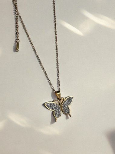 Wholesaler D Bijoux - Stainless steel butterfly necklace