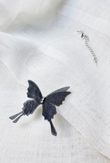 Grossiste D Bijoux - Collier papillon en tulle fil de pêche