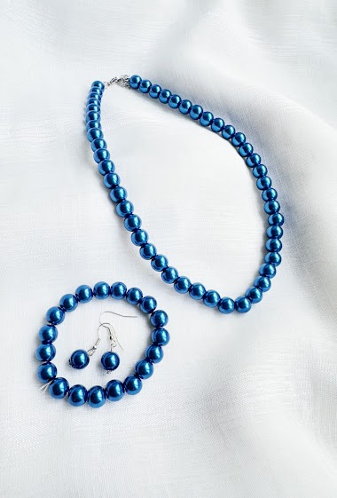 Großhändler D Bijoux - Pearl necklace with earrings and bracelet