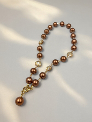 Wholesaler D Bijoux - Pearl and crystal necklace