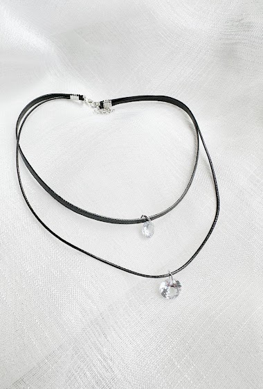 Großhändler D Bijoux - Necklace choker with crystal pendant