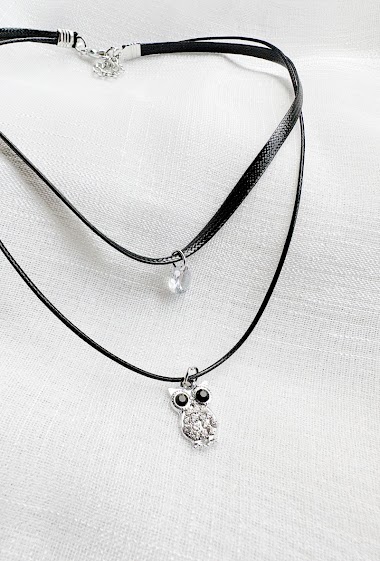 Wholesaler D Bijoux - Owl pendant choker necklace