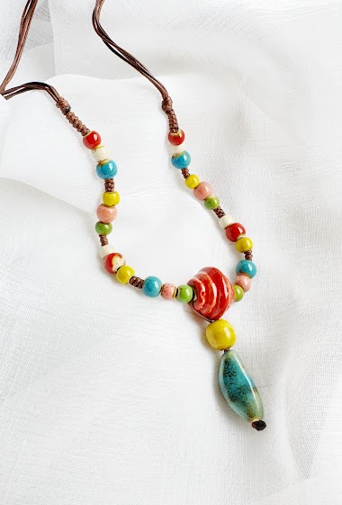 Wholesaler D Bijoux - Necklace with ceramic pendant