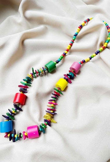 Wholesalers D Bijoux - Necklace with wooden beads