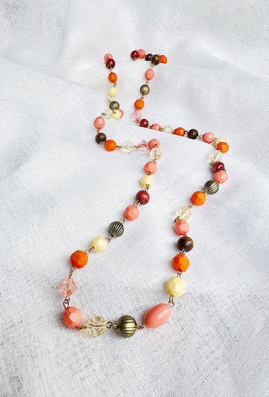 Necklace with plastic and metal beads