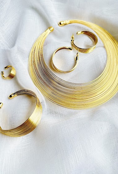 Wholesaler D Bijoux - Choker Statement Necklaces for Women Cuff Bracelet Open Hoop Earrings Ring