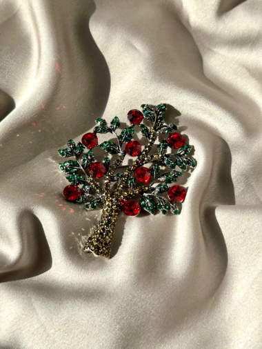Wholesaler D Bijoux - Parrot brooch iridescent email, rhinestones
