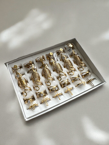 Wholesaler D Bijoux - Set of 36 stainless steel rings