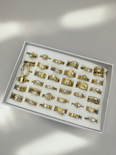 Wholesaler D Bijoux - Set of 36 stainless steel rings