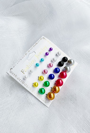 Großhändler D Bijoux - Set of pearl earrings multicolor