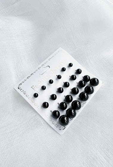 Großhändler D Bijoux - Set of black pearl earrings