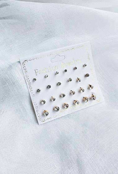 Großhändler D Bijoux - Set of rhinestone earrings