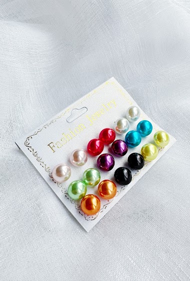 Wholesaler D Bijoux - Set of pearl earrings multicolor