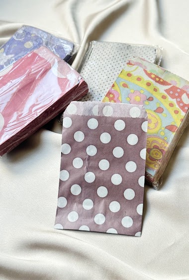 Wholesaler D Bijoux - Kraft paper pocket with random pattern 12.5x9.5cm