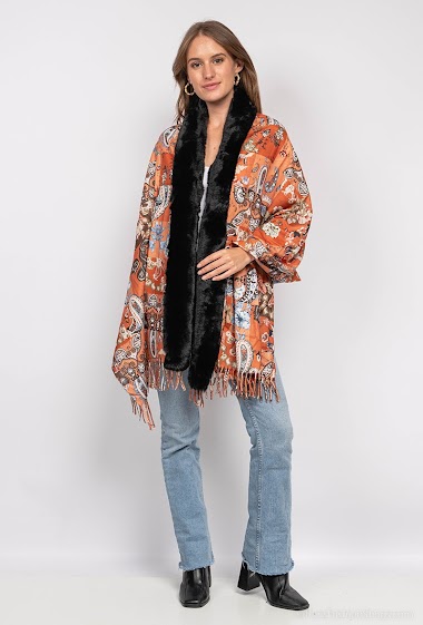 Wholesaler Da Fashion - Faux fur trim shawl