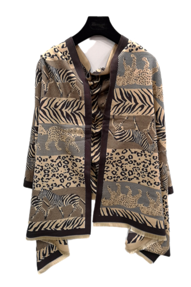 Grossiste Da Fashion - Châle écharpe épaisse motif animal  zebre / panthere