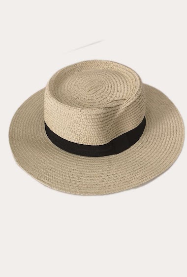 Wholesaler Da Fashion - Black ruban Unisex panama hat plain