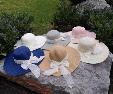 Grossiste Da Fashion - chapeau ruban ecru/beige
