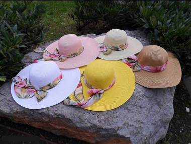 Wholesaler Da Fashion - ecru/beige ribbon hat