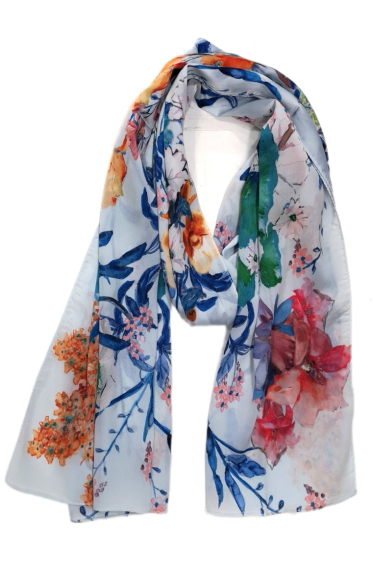 Wholesaler Da Fashion - Soft silky multi-color butterfly print silk/cotton blend