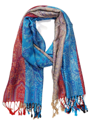 Wholesaler Da Fashion - silky soft aztex fuchsia fringe pattern scarf