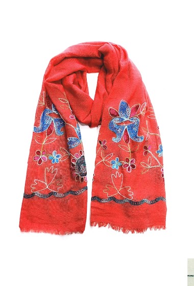 Wholesaler Da Fashion - flower embroide scarf