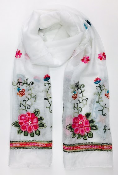 Wholesaler Da Fashion - embroidered and beaded scarf