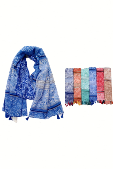 Wholesaler Da Fashion - summer cashmere flower design scarf with fringe