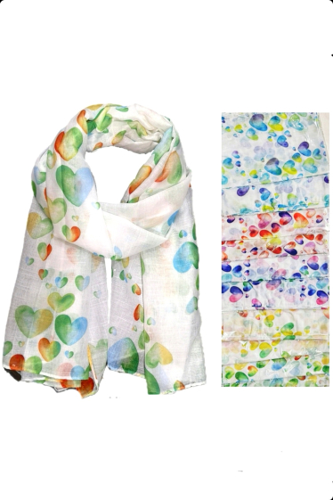 Großhändler Da Fashion - Mehrfarbiger Schal mit Herzmuster