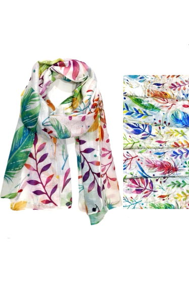 Grossiste Da Fashion - Echarpe imprimé feuille tropical multicolors