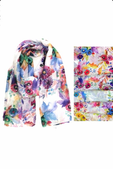Großhändler Da Fashion - Mehrfarbiger Schal mit Gänseblümchenmuster