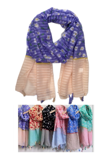 Wholesaler Da Fashion - striped flower print scarf
