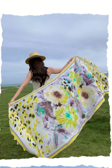 Großhändler Da Fashion - Schal mit Landschaftsmalerei-Druck