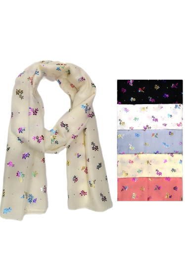 Großhändler Da Fashion - Schal mit glänzendem Regenbogenblumenmuster