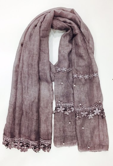 Wholesaler Da Fashion - Beaded scarf with flowers