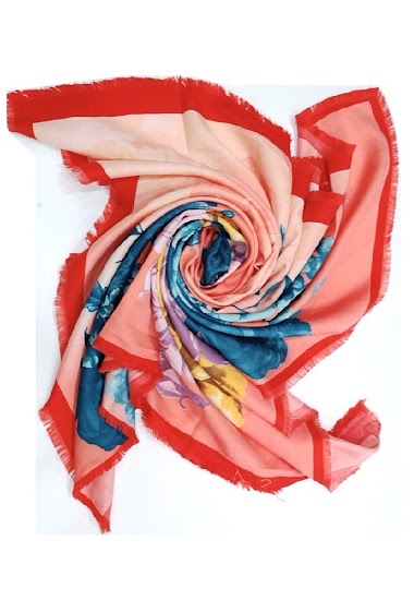 Grossiste Da Fashion - foulard carré imprimé fleur à frange