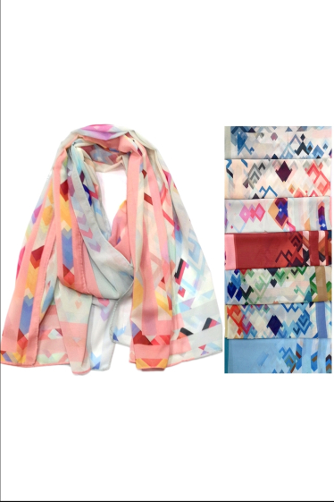 Wholesaler Da Fashion - summer silk/polyester scarf with aztec tile print