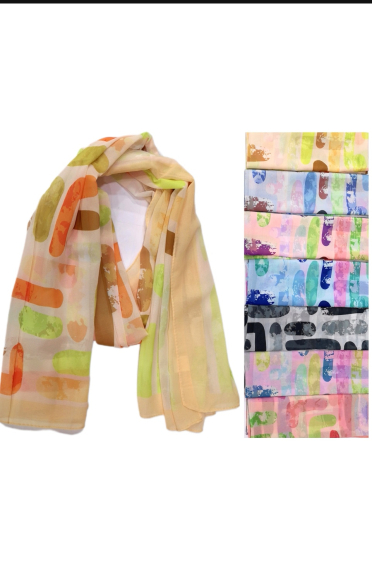 Grossiste Da Fashion - foulard été soie/polyester imprimé rectange multicolor