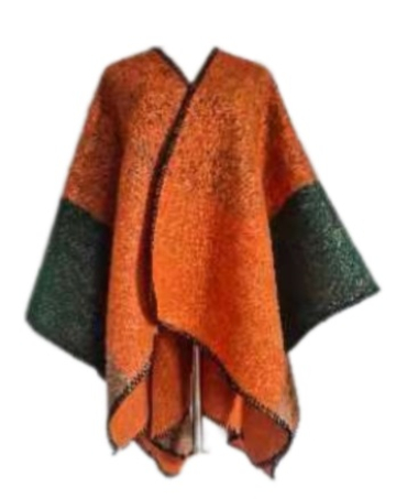 Wholesaler Da Fashion - Open poncho with tie and faux fur trim