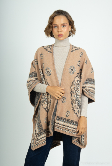 Grossiste Da Fashion - Grand  Poncho ouvert épaisse