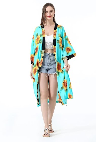 Wholesaler Da Fashion - Sunflower pattern open summer top