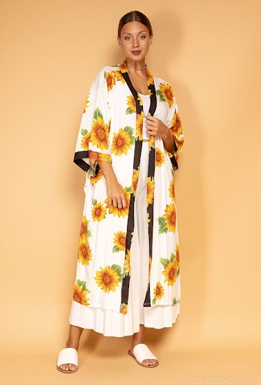Wholesaler Da Fashion - Flower printed long kimono