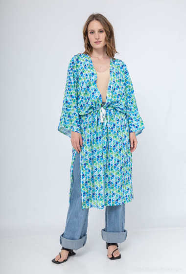 Grossiste Da Fashion - Kimono / Tunique ouvert impimé losange