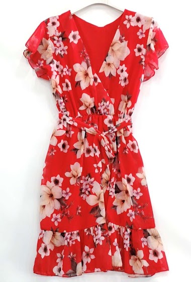 Wholesaler Da Fashion - Flower printed wrap dress