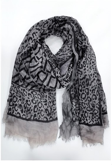 Grossiste Da Fashion - cheche froissé délavé motif leopard carreau