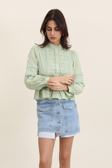 Wholesaler DAPHNEA - Lace insert blouse