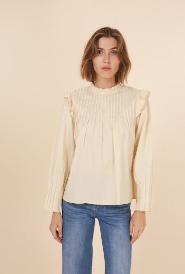 Wholesaler DAPHNEA - Cotton blouse with stitched pleats