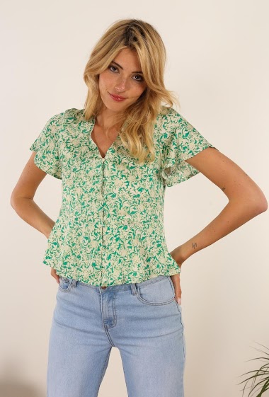 Großhändler DAPHNEA - Floral print short sleeves blouse