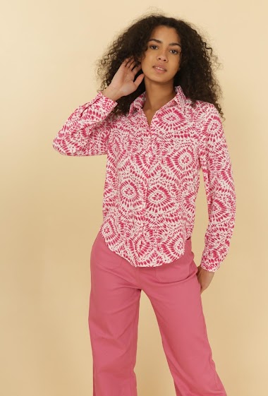 Wholesaler DAPHNEA - Rosette tie-dye print shirt